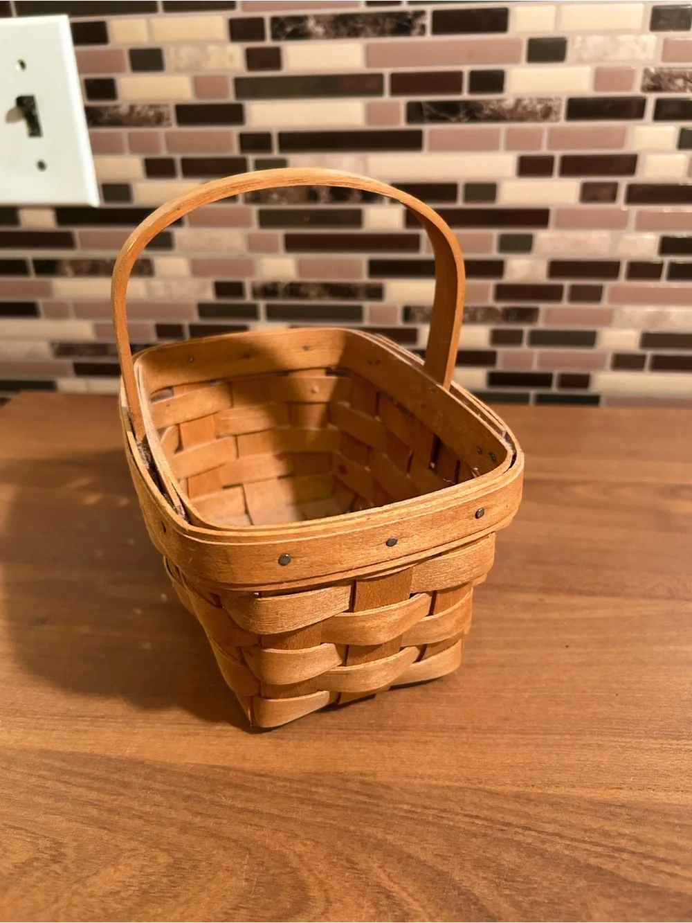 Vintage 1987 Longaberger Basket with Handle -Natural Tan